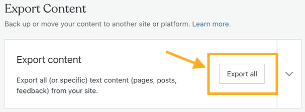 An arrow points to the Export All button.