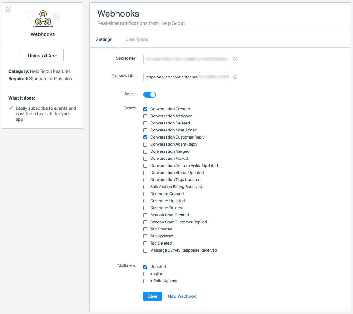 Help Scout Webhook setup