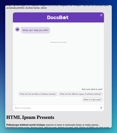 Embedded page widget example